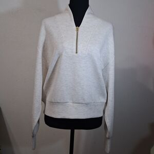 Varley DoubleSoft Grey Heather Half Zip Pullover Sweatshirt